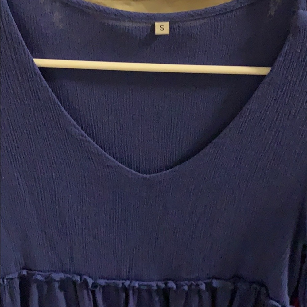 Blue Ruffle Shift Dress - Picture 6 of 8